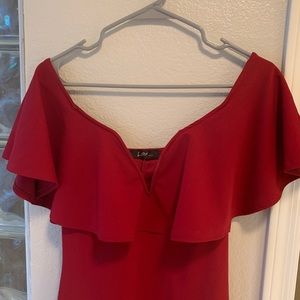 Dark red off the shoulder dress